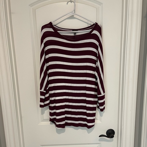 MIX by 41 Hawthorn Burgundy and White Striped Top - Picture 2 of 5